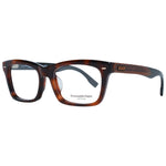Ermenegildo Zegna Brown Men Glasses Frame in acetate, wood and horn, full-rim trapezium style with demo lenses, size 56-18-150