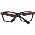 Ermenegildo Zegna Brown Men Glasses Frame in full-rim trapezium style with acetate, wood, and horn materials, featuring branded sides.