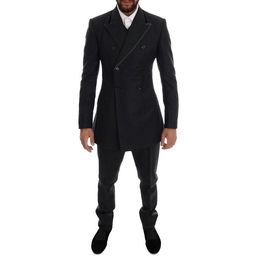 Dolce & Gabbana Gray Wool Double Breasted 3 Piece Suit