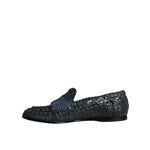 Dolce & Gabbana Blue Woven Leather Slip On Loafers Men Shoes