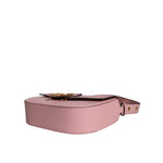 Versace Pink Grainy Calf Leather Logo Crossbody Shoulder Bag