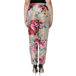 Dolce & Gabbana Beige Floral Jacquard High Waist Tapered Pants PAN74586-46