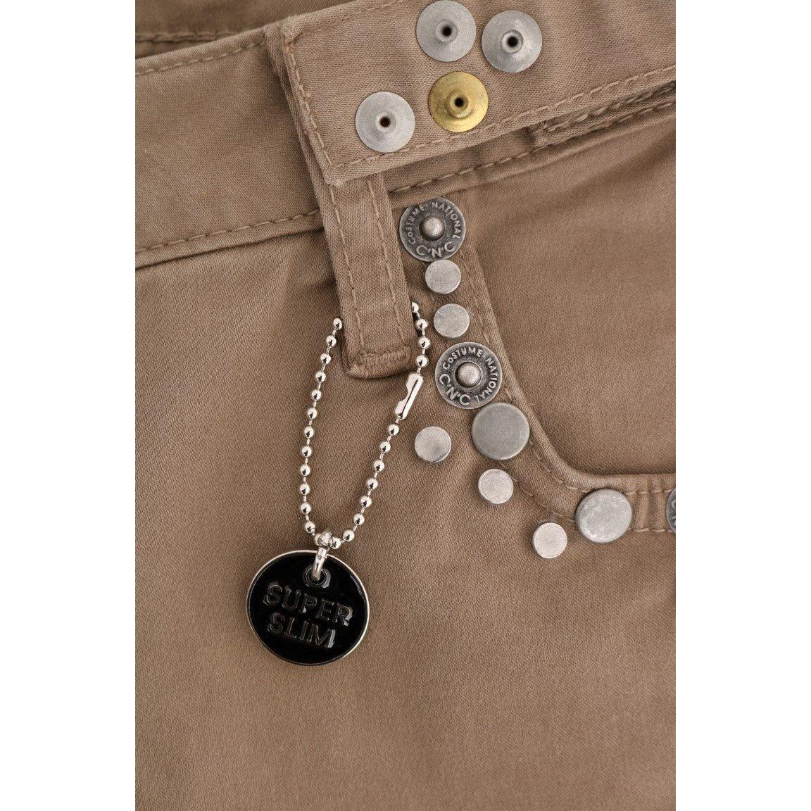 Costume National Beige Cotton Stretch Slim Fit Jeans Jeans & Pants