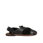 Dolce & Gabbana Black Gazelle Hair Leather Flats Sandals Shoes