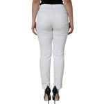 Dolce & Gabbana White Cotton Stretch Tattered Skinny Jeans