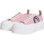 Dolce & Gabbana Pink White Canvas Logo Low Top Sneakers Shoes