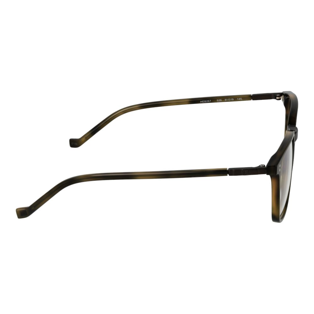 Side view of Hackett Brown Men Glasses Frame with full-rim plastic design and square style.