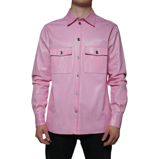 Dolce & Gabbana Pink Cotton Collared Button Down Shirt