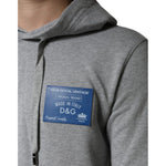Dolce & Gabbana Gray Cotton Logo Hooded Sweatshirt Sweater