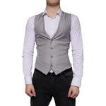 Dolce & Gabbana Light Gray Wool Formal Dress Waistcoat Vest TSH851978-44
