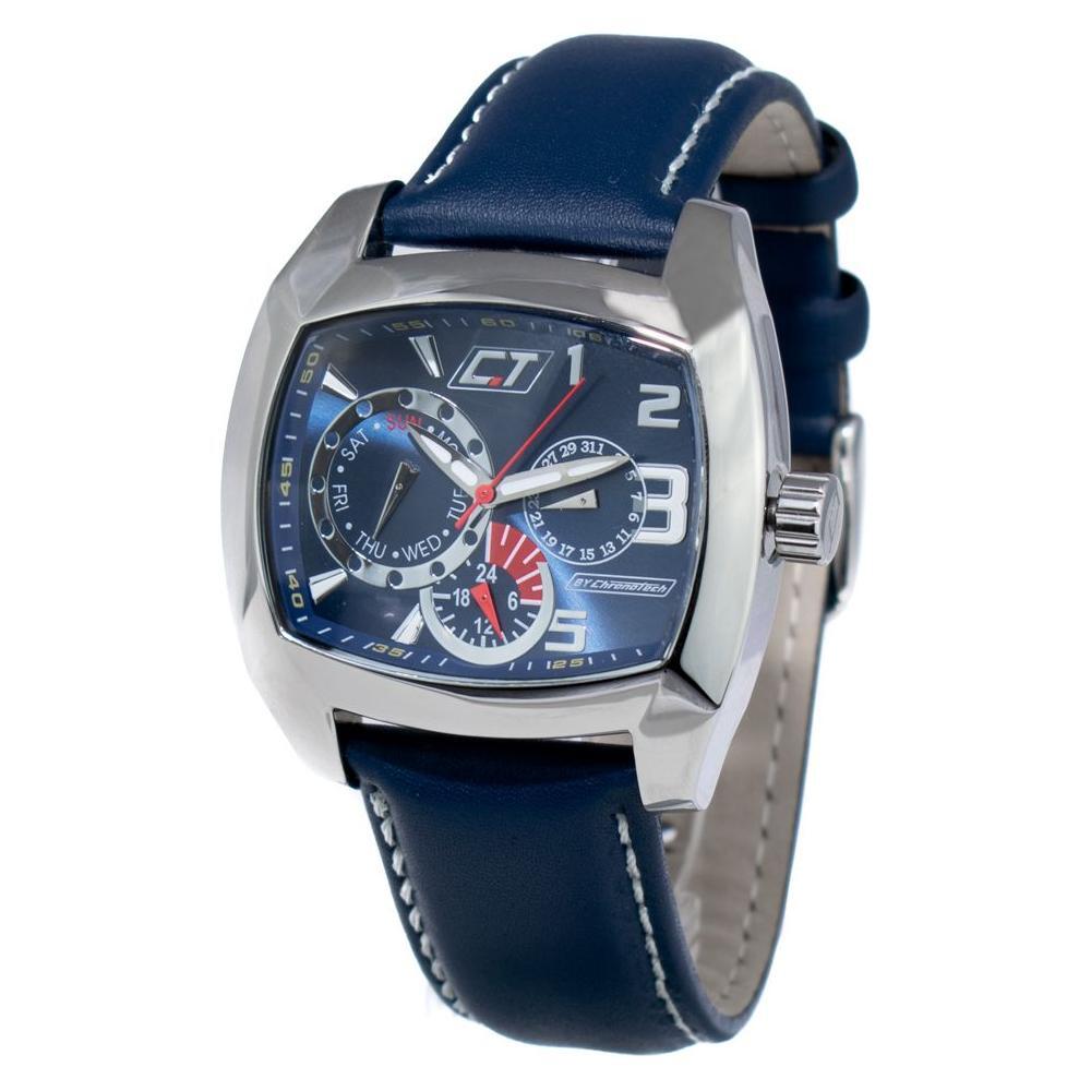 Chronotech Blue Leather Dress Watch