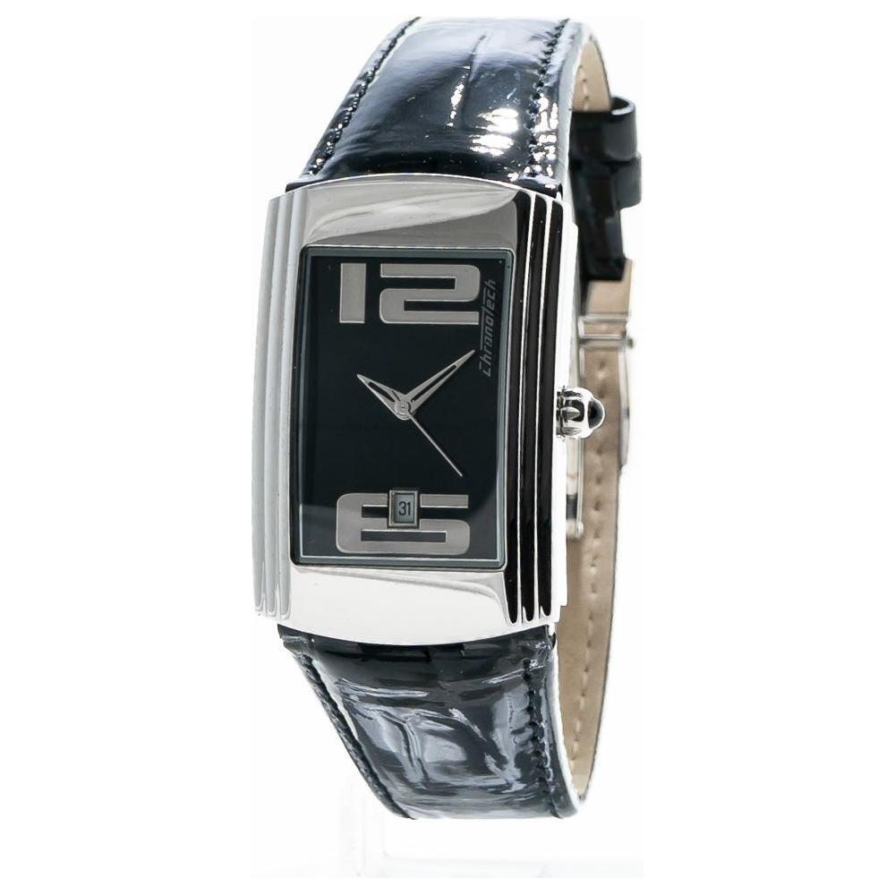 Chronotech Black Leather Watch