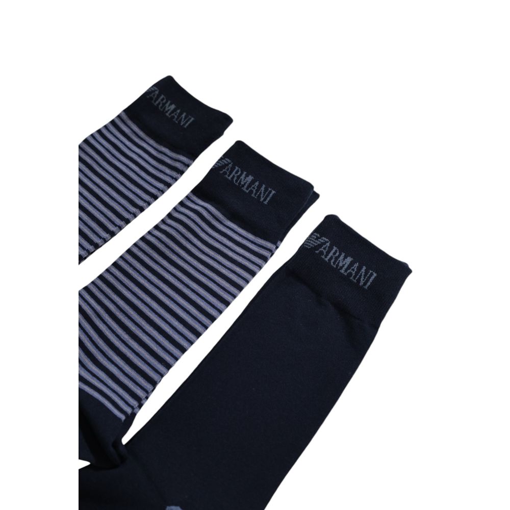 Emporio Armani Underwear Blue Cotton Sock Emporio Armani Underwear Black