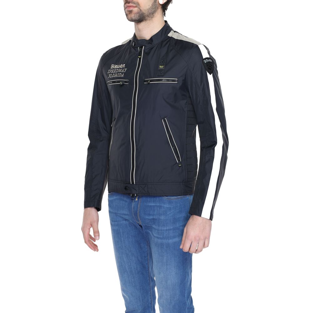 Blauer Black Polyamide Biker Jacket