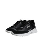 Versace Black Canvas Quad Fabric Medusa Low Top Sneaker Shoes