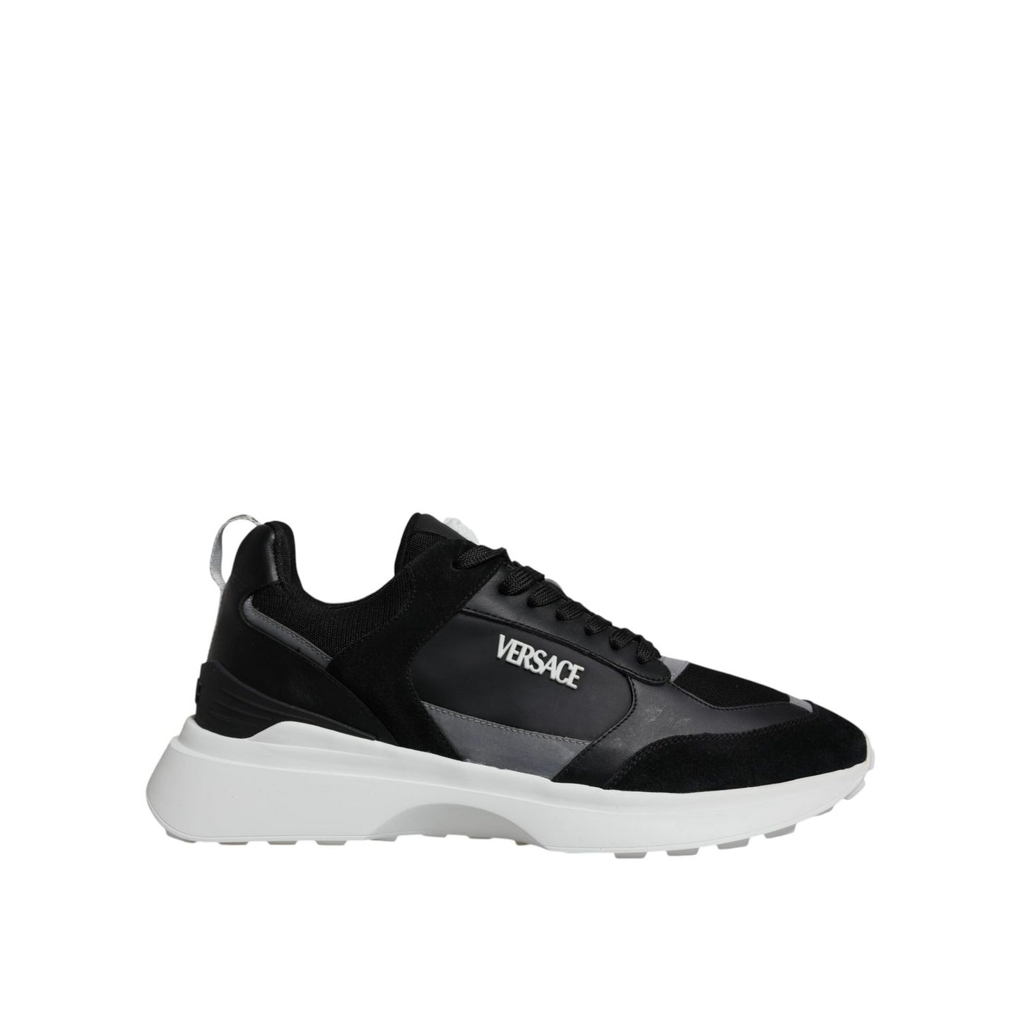 Versace Black Canvas Quad Fabric Medusa Low Top Sneaker Shoes