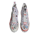 Dolce & Gabbana White Cotton Graffiti High Top Sneaker Shoes