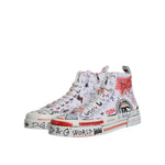 Dolce & Gabbana White Cotton Graffiti High Top Sneaker Shoes