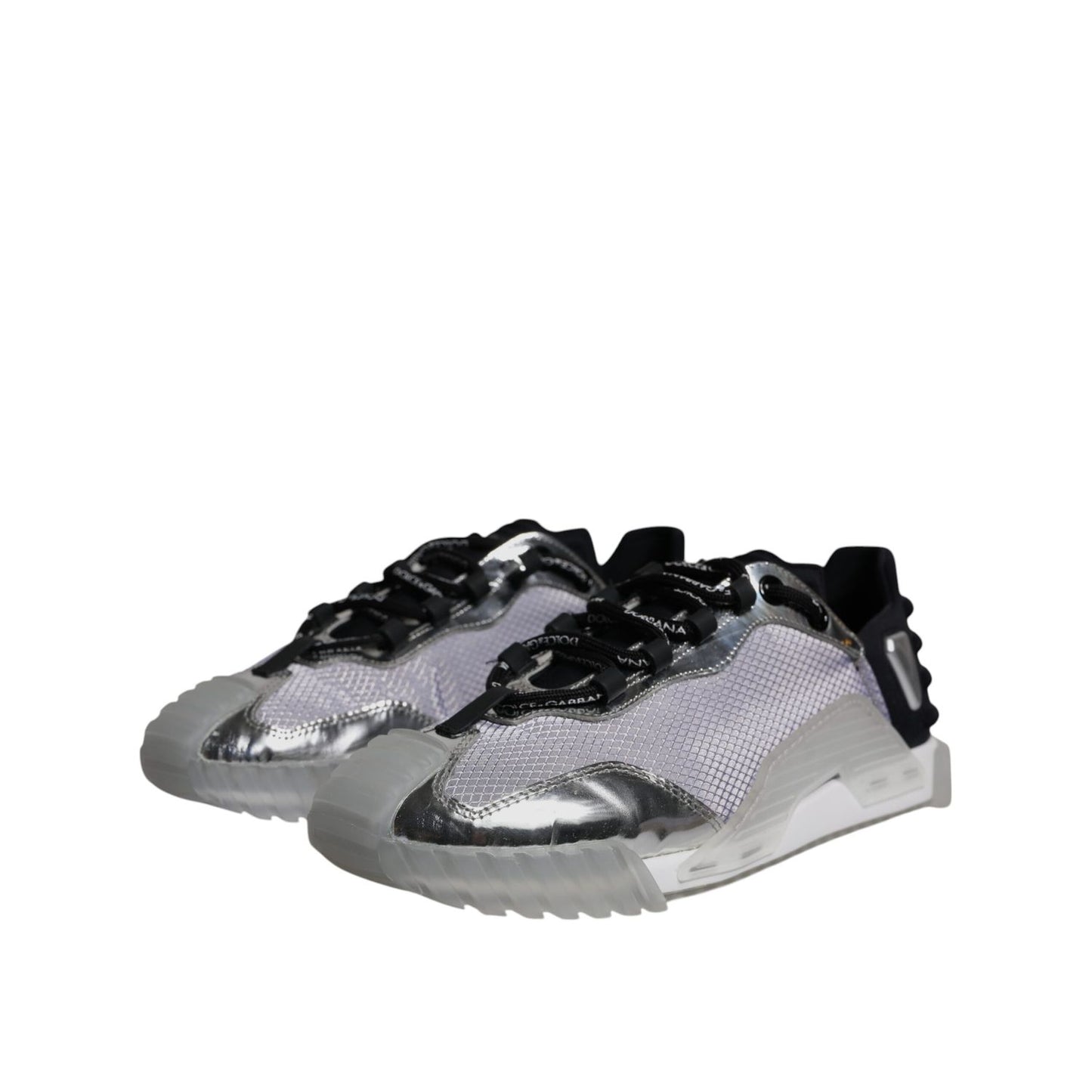 Dolce & Gabbana Silver Black Nylon NS1 Low Top Sneakers Shoes