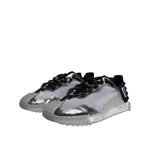Dolce & Gabbana Silver Black Nylon NS1 Low Top Sneakers Shoes