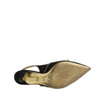 Dolce & Gabbana Black Leather Faux Pearls Slingbacks Shoes