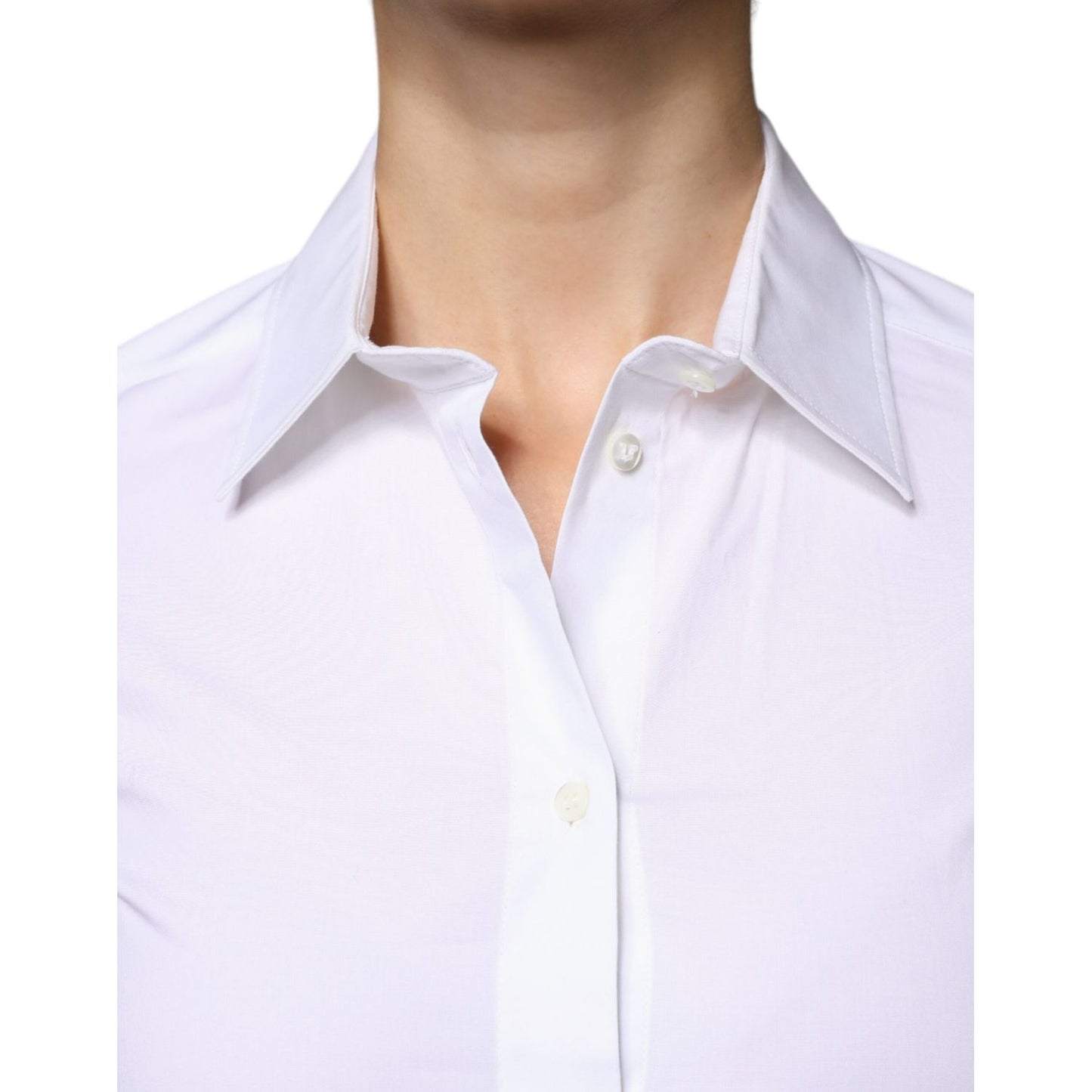 Dolce & Gabbana White Cotton Collared Long Sleeves Shirt Top TSH86735-42