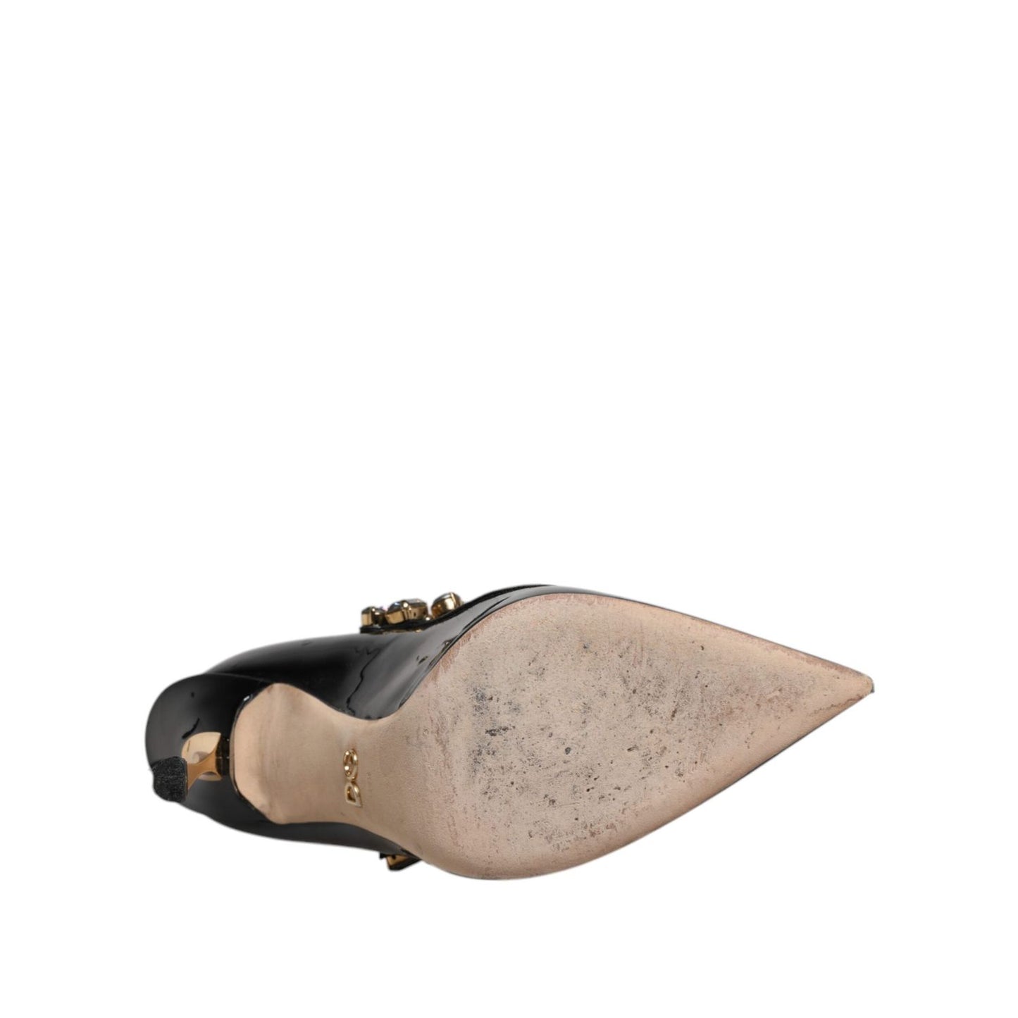 Dolce & Gabbana Black Leather Crystal Mary Jane Pumps Shoes
