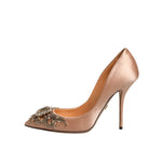 Dolce & Gabbana Beige Satin Crystal High Heels Pumps Shoes