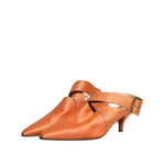 Dolce & Gabbana Orange Kitten Heels Slingback Sandals Shoes LA12217-40