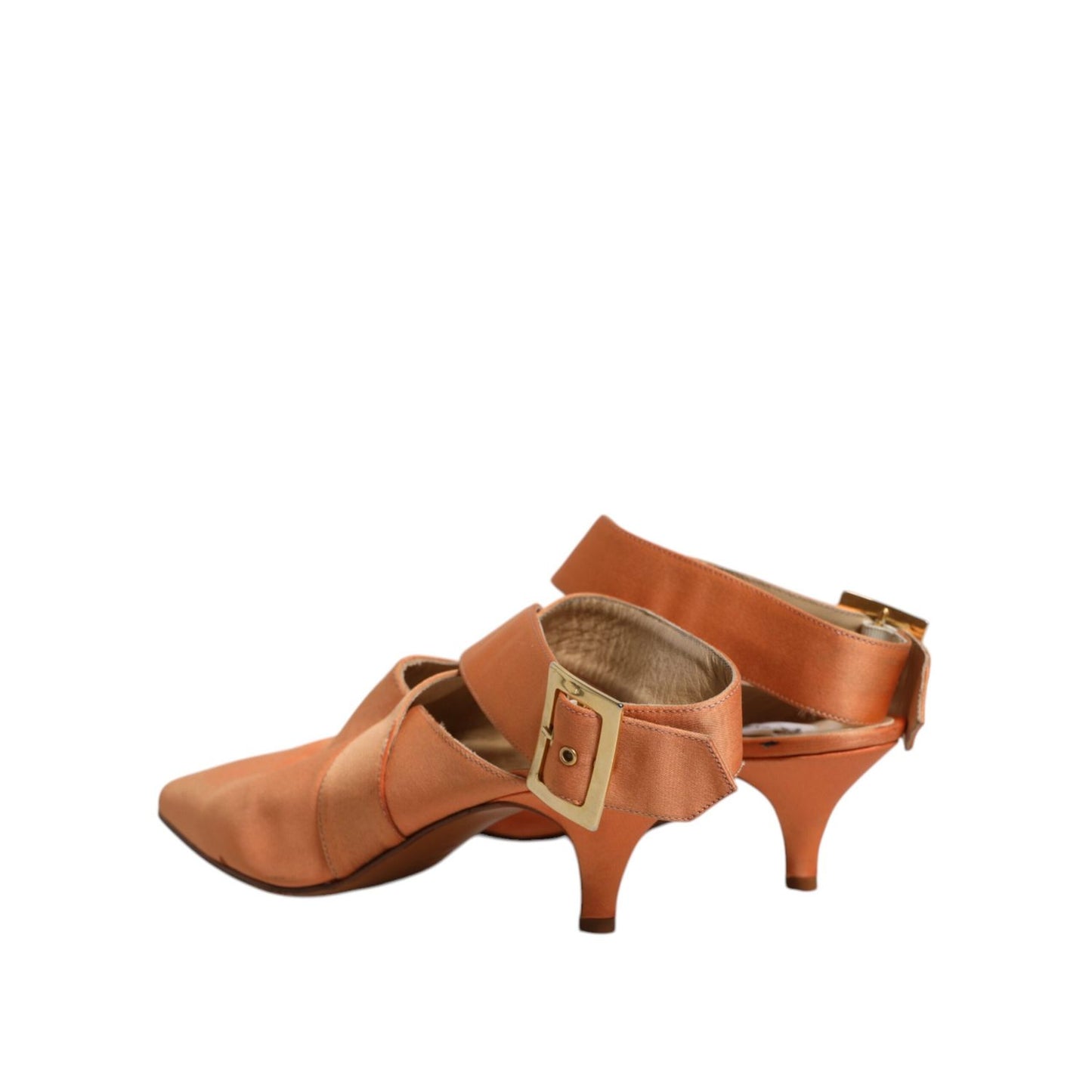 Dolce & Gabbana Orange Kitten Heels Slingback Sandals Shoes LA12217-40