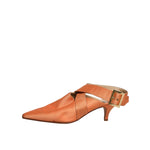 Dolce & Gabbana Orange Kitten Heels Slingback Sandals Shoes LA12217-40