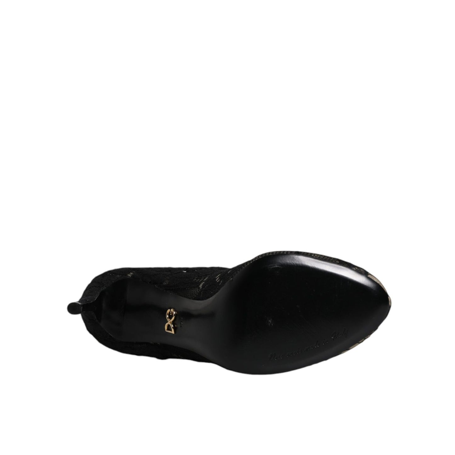 Dolce & Gabbana Black Lace Stretch Heels Mid Calf Boots Shoes