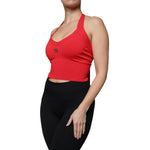 Dolce & Gabbana Red Viscose Sleeveless Halter Cropped Tank Top