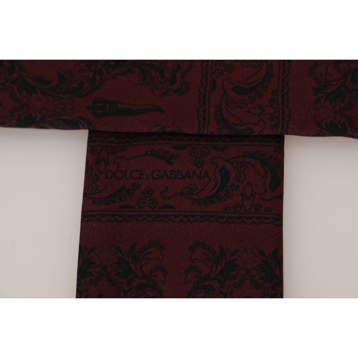 Dolce & Gabbana Bordeaux Silk Crown Chili Scarf Silk Scarves