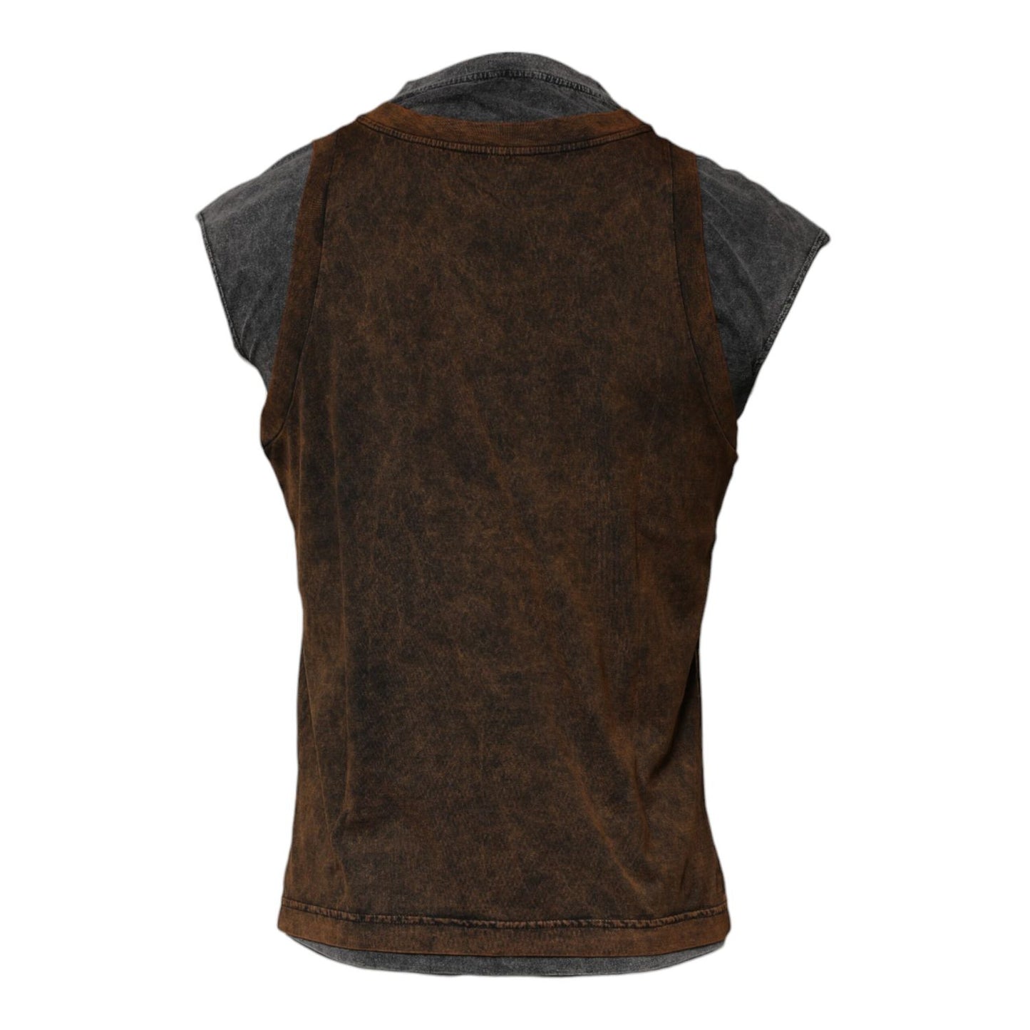 Dolce & Gabbana Brown Cotton Round Neck Sleeveless T-shirt TSH87482-52