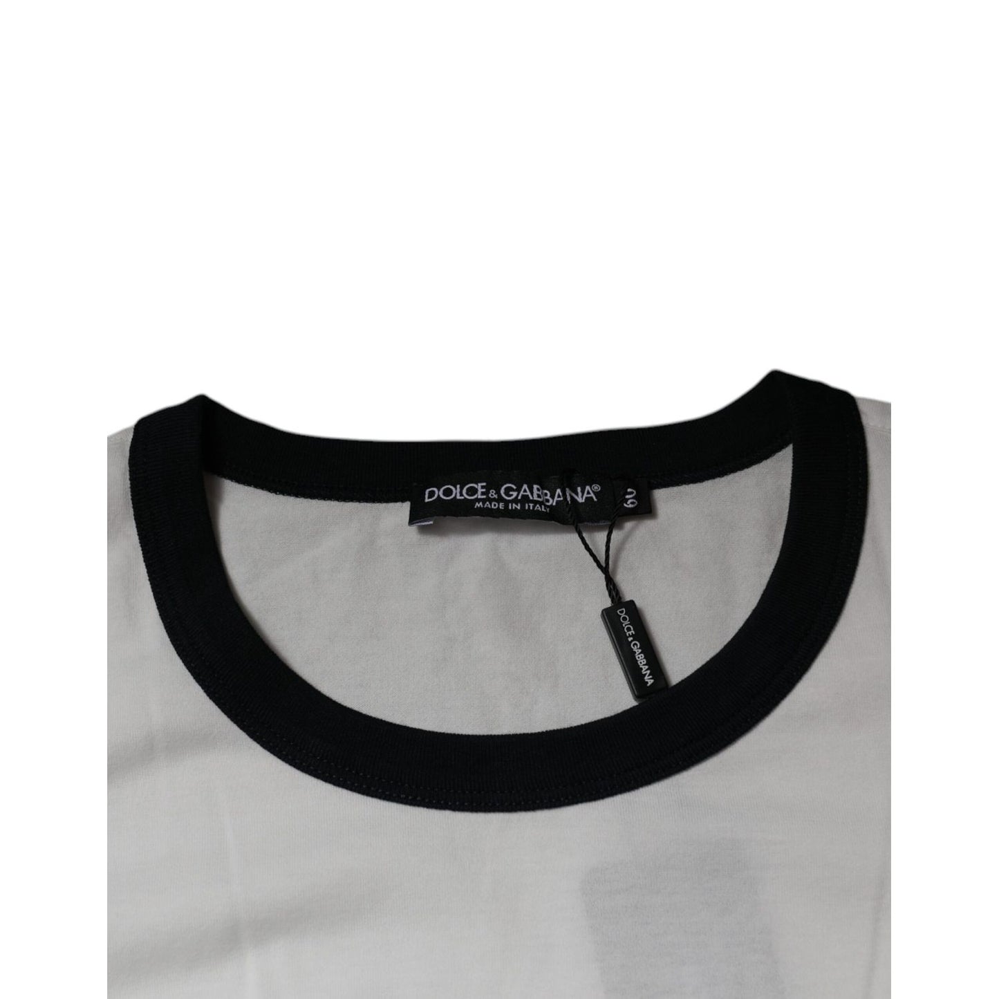 Dolce & Gabbana White Graphic Print Cotton Crew Neck T-shirt