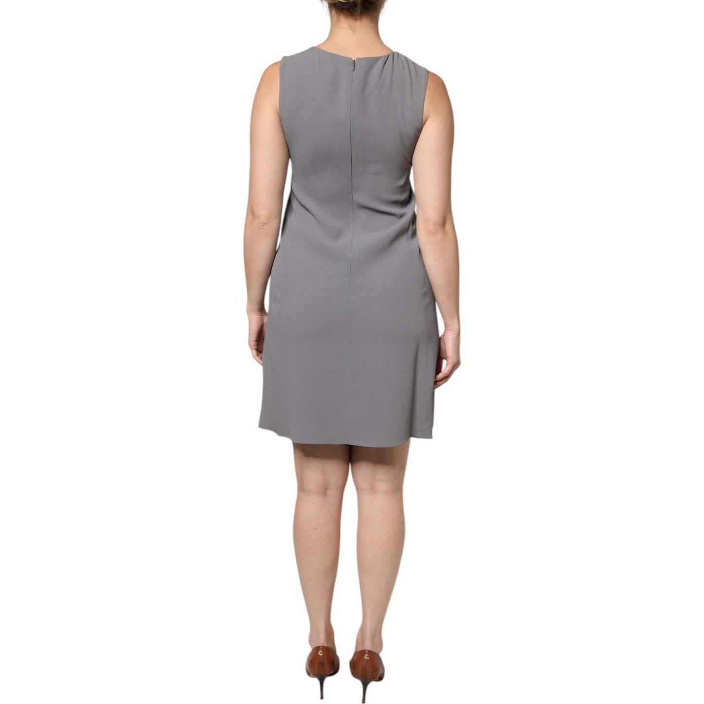 Emporio Armani Gray Round Neck Sleeveless A-line Mini Dress DR281345-40