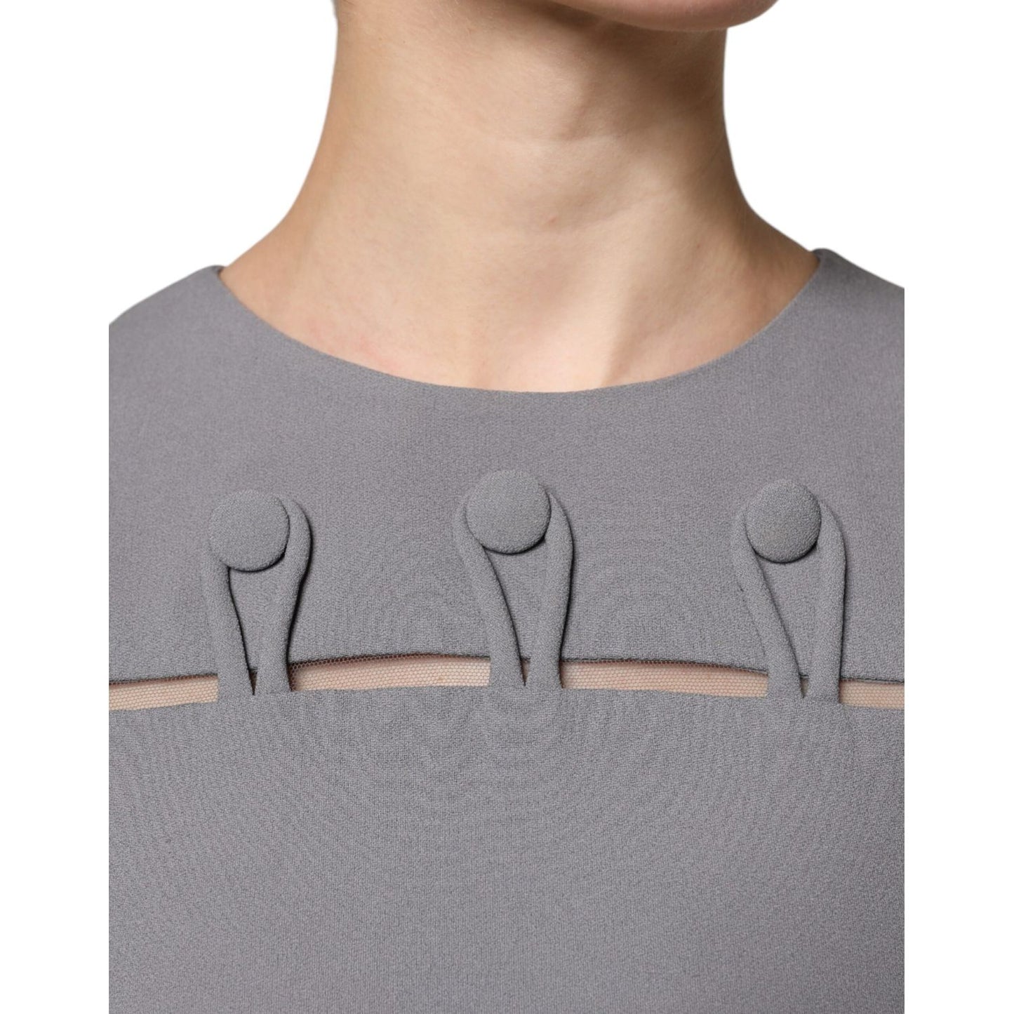 Emporio Armani Gray Round Neck Sleeveless A-line Mini Dress DR281345-40