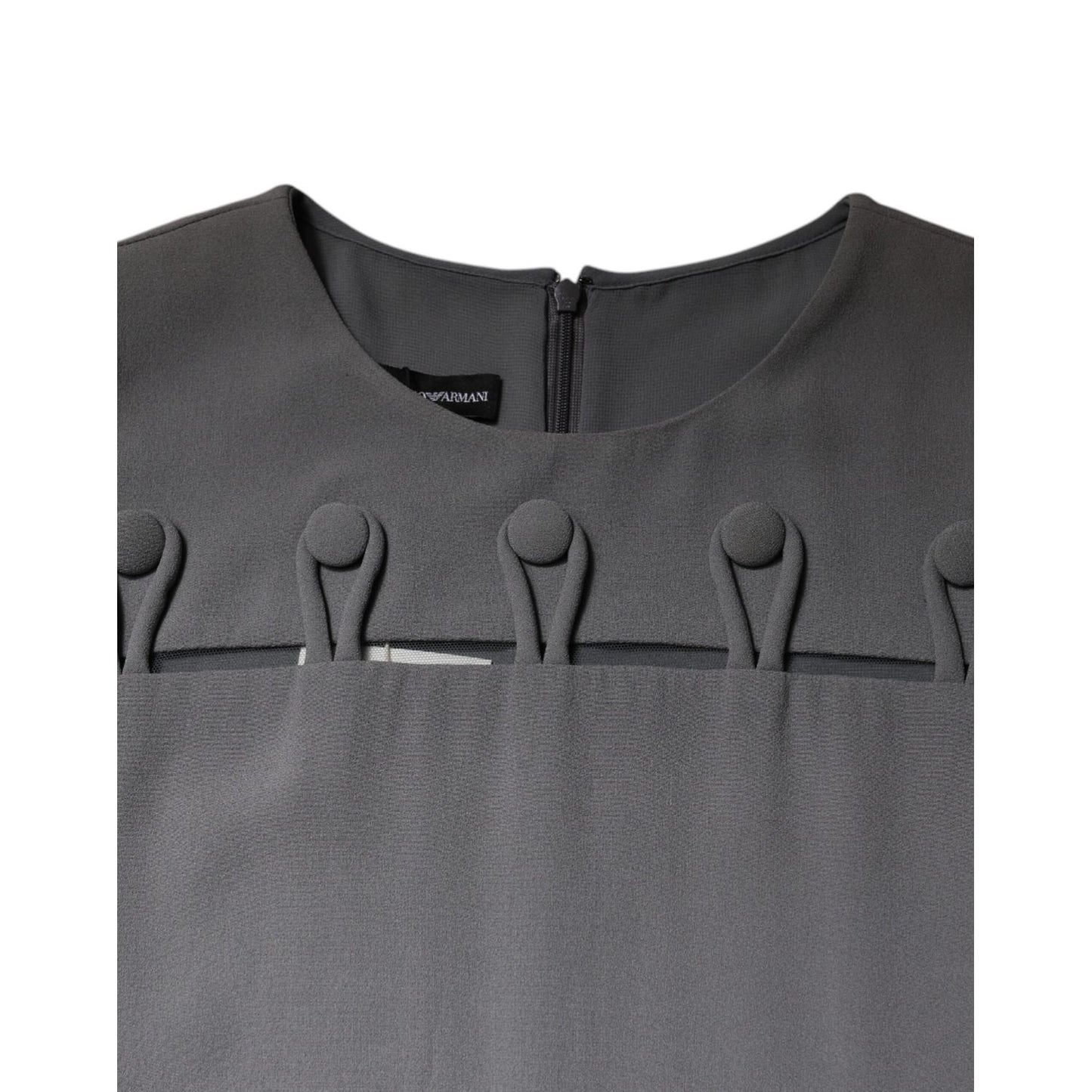Emporio Armani Gray Round Neck Sleeveless A-line Mini Dress DR281345-40
