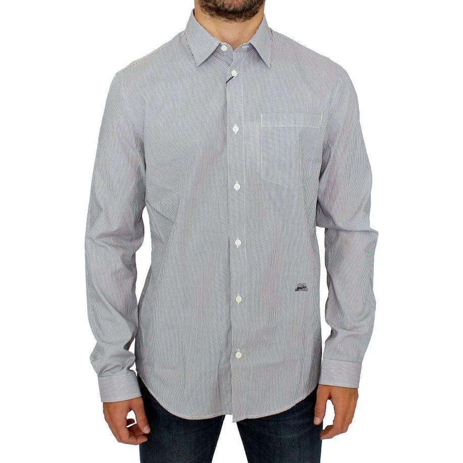 GF Ferre Gray Striped Cotton Casual Shirt SIG10250-1