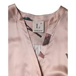 L'Autre Chose Pink Satin Floral Long Sleeves A-line Midi Dress