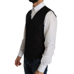 Dolce & Gabbana Black Silk Dress Waistcoat TSH2428-1
