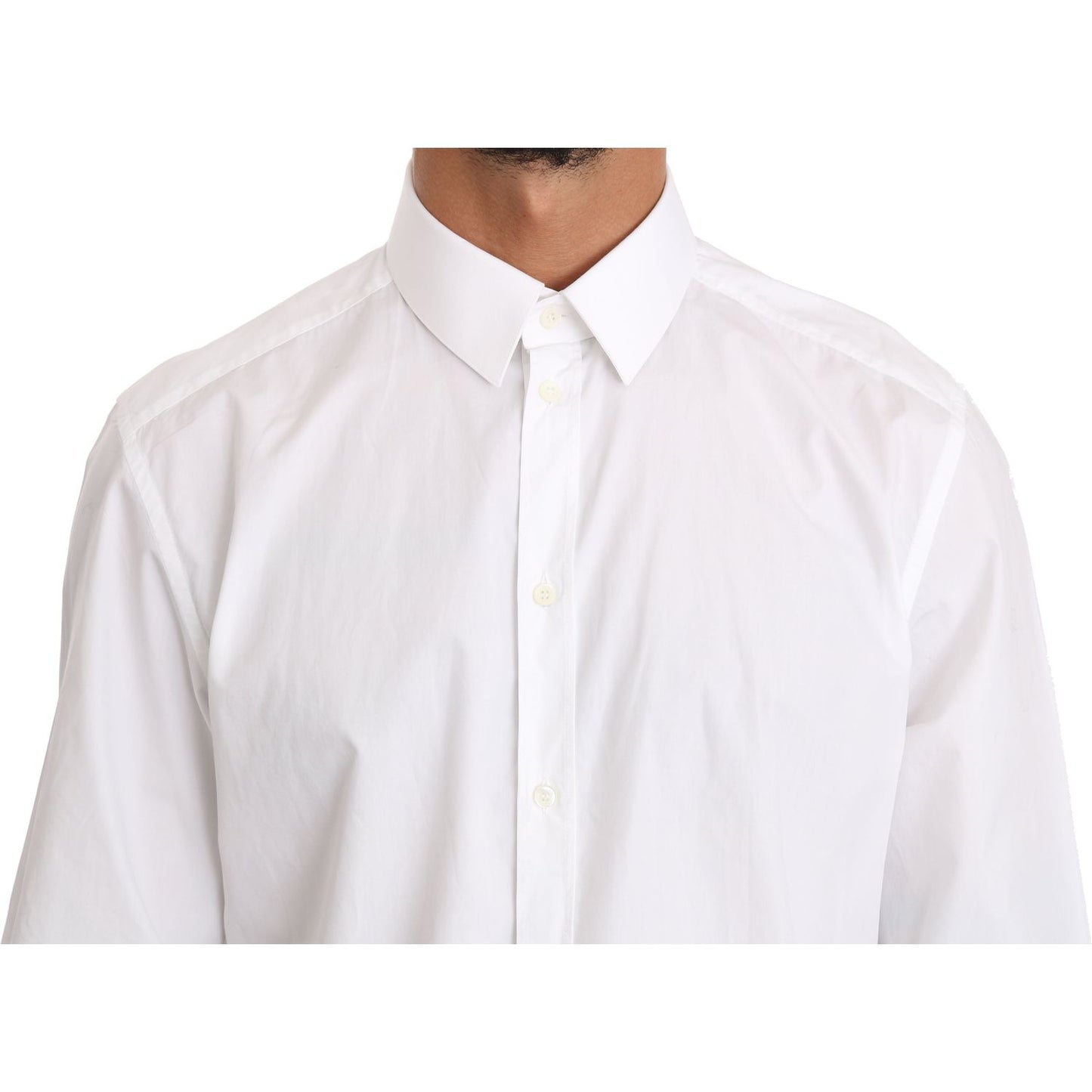 Dolce & Gabbana White Cotton GOLD Dress Shirt TSH2867-37