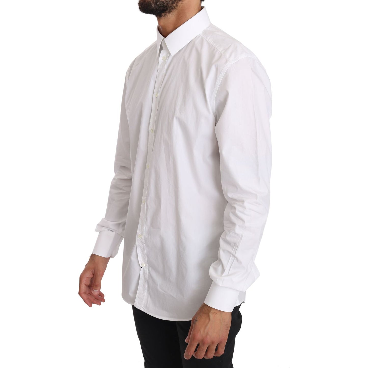 Dolce & Gabbana White Cotton GOLD Dress Shirt TSH2867-37