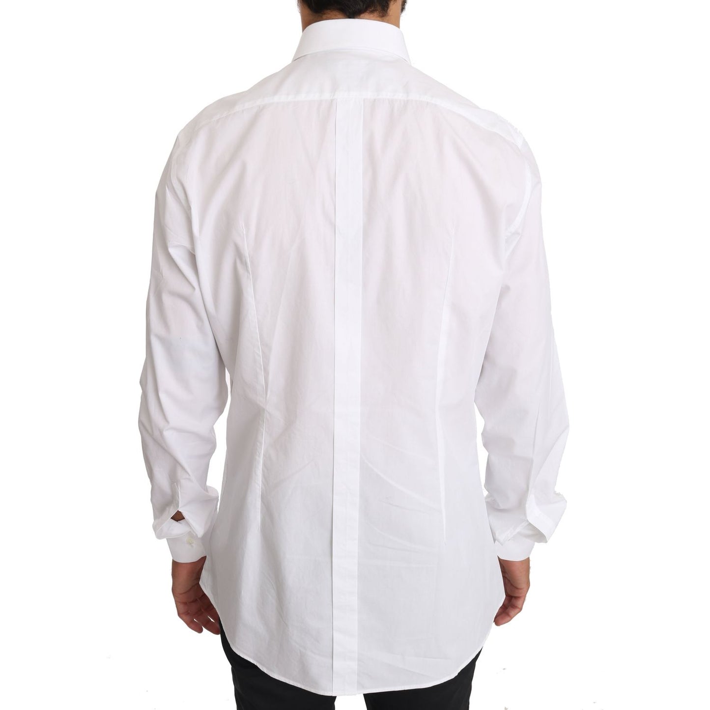 Dolce & Gabbana White Cotton GOLD Dress Shirt TSH2867-37