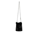 Dolce & Gabbana Black Faux Fur Silver Chain Crossbody Shoulder Purse Bag