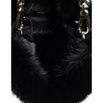 Dolce & Gabbana Black Faux Fur Silver Chain Crossbody Shoulder Purse Bag