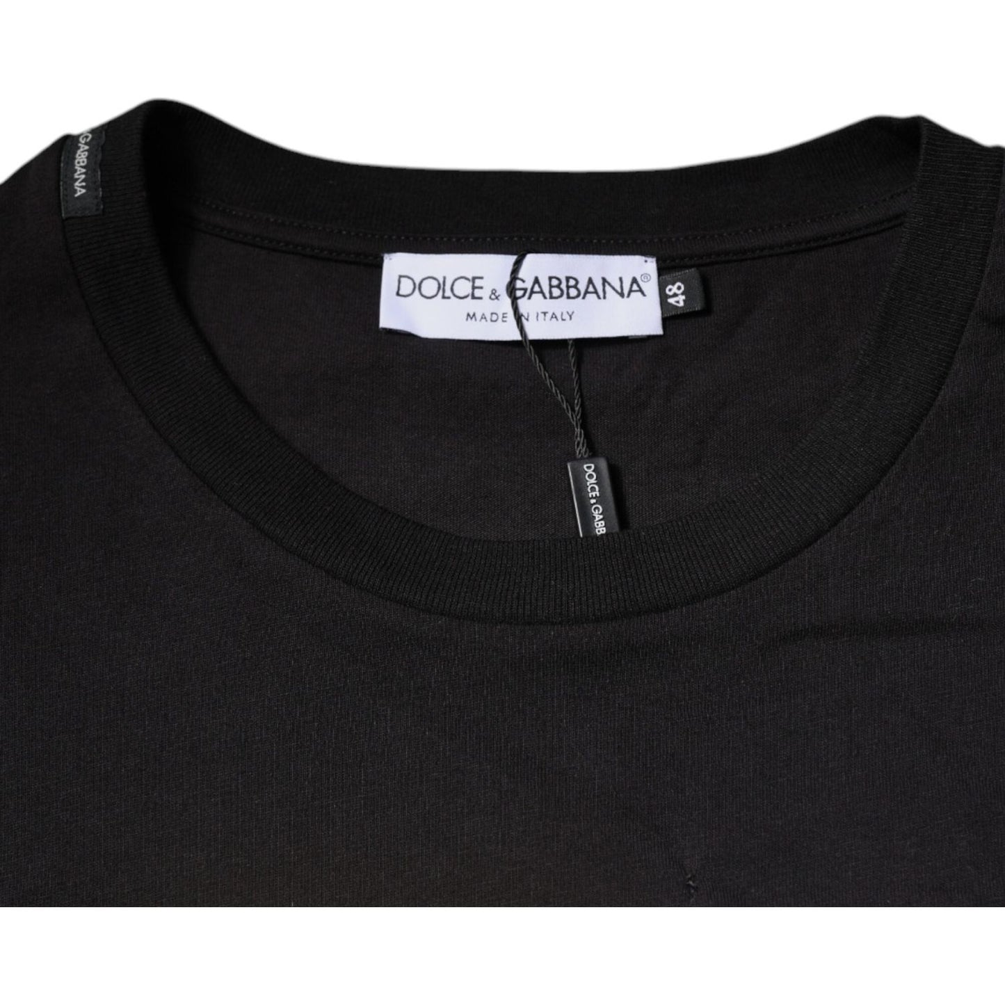 Dolce & Gabbana Black Logo Print Cotton Crew Neck T-shirt