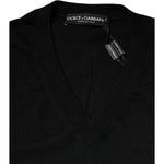 Dolce & Gabbana Black Cashmere V-neck Pullover Sweater
