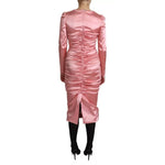 Dolce & Gabbana Pink Long Sleeves Bodycon Sheath Midi Dress